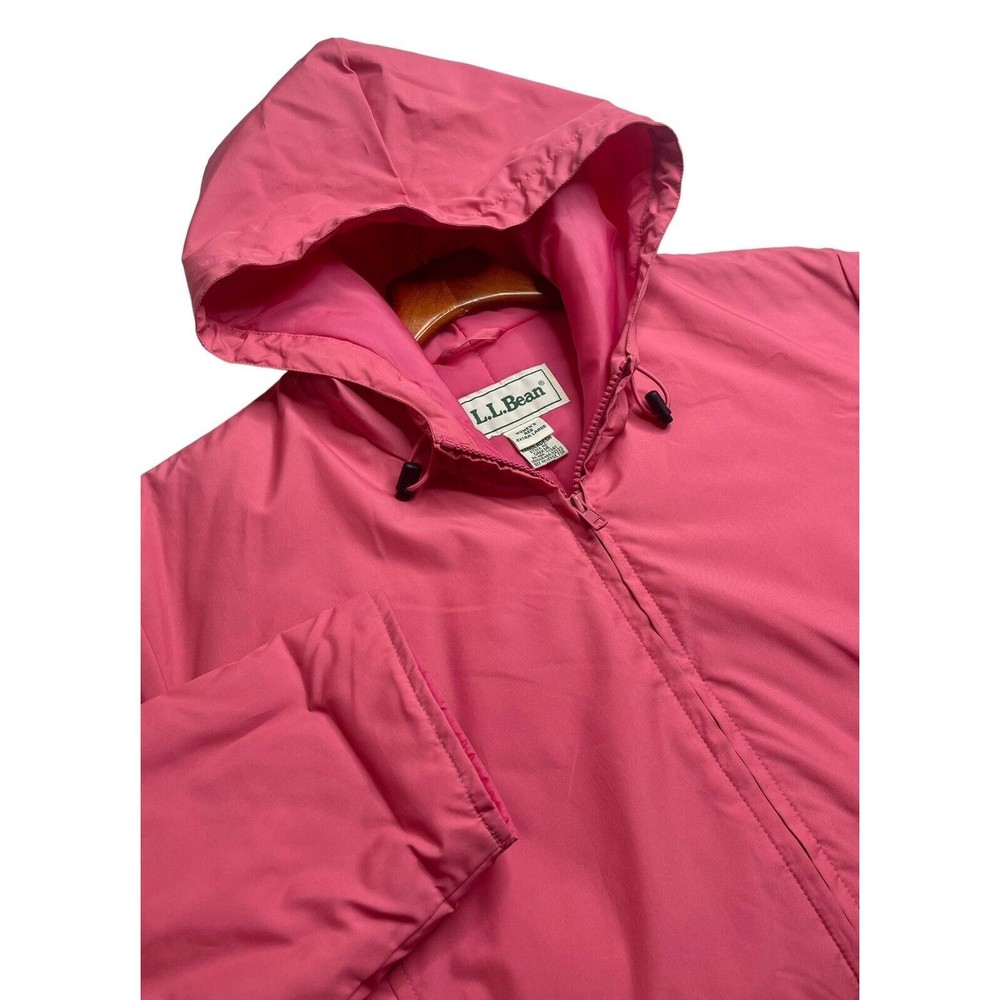 L.L Bean Women’s Rain Wind JacketFull‎ Zip Hooded Pink Windbreaker Reg XL